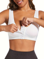 Plus-Size Vest-Style Bra with V-Neck Breathable Mesh Support