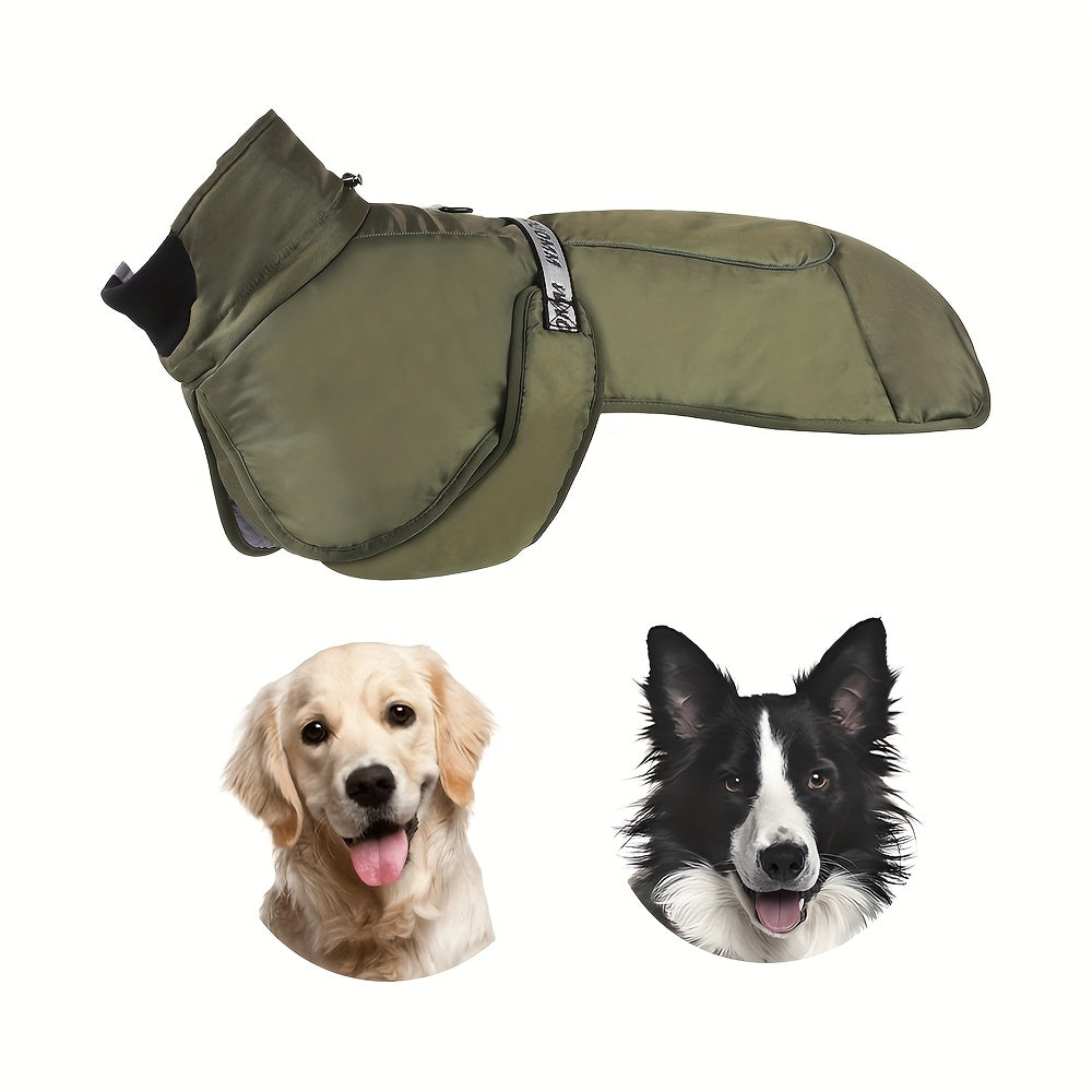 Waterproof Windproof Dog Jacket with Fleece Lining for Small to Large Breeds