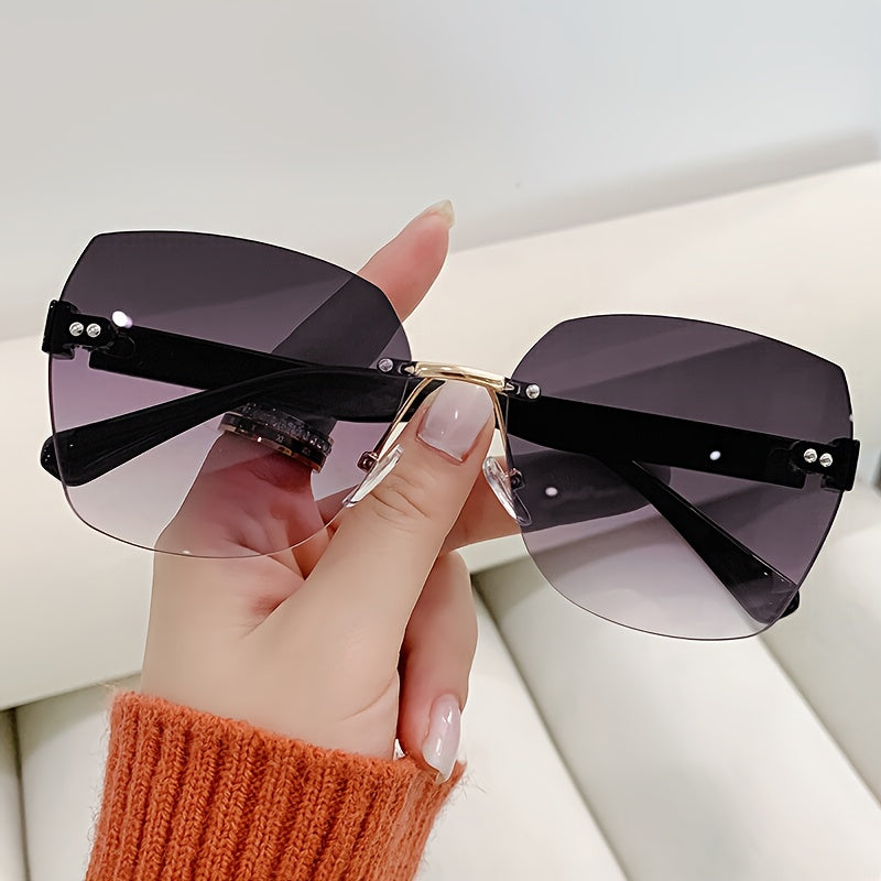 Minimalist Frameless Metal Sunglasses for Fashion Enthusiasts Polycarbonate Lenses