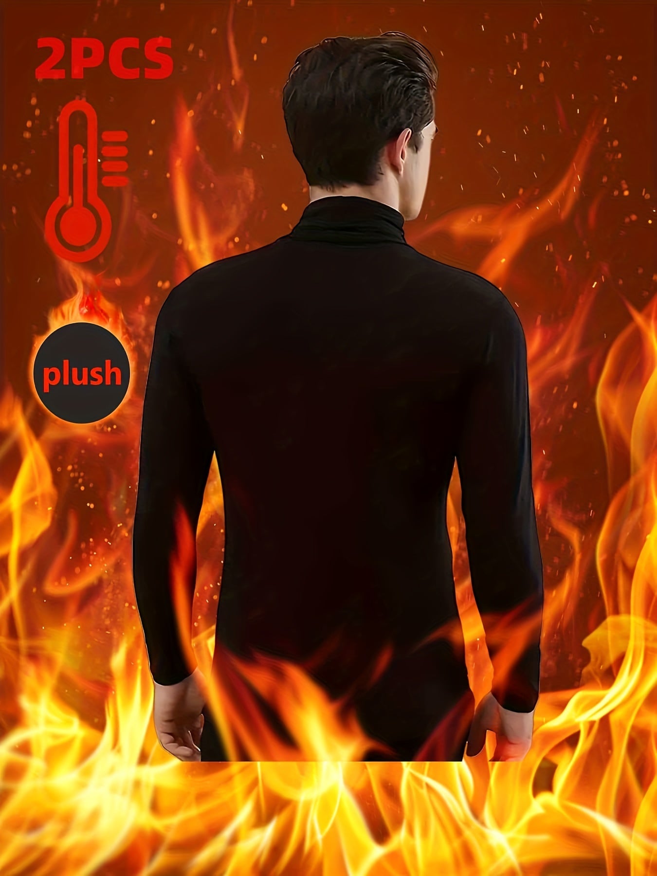 Мужской термокролик с высоким воротником, флисовая подкладка, длинные рукава, базовый слой для бега, тренировок, осени и зимы