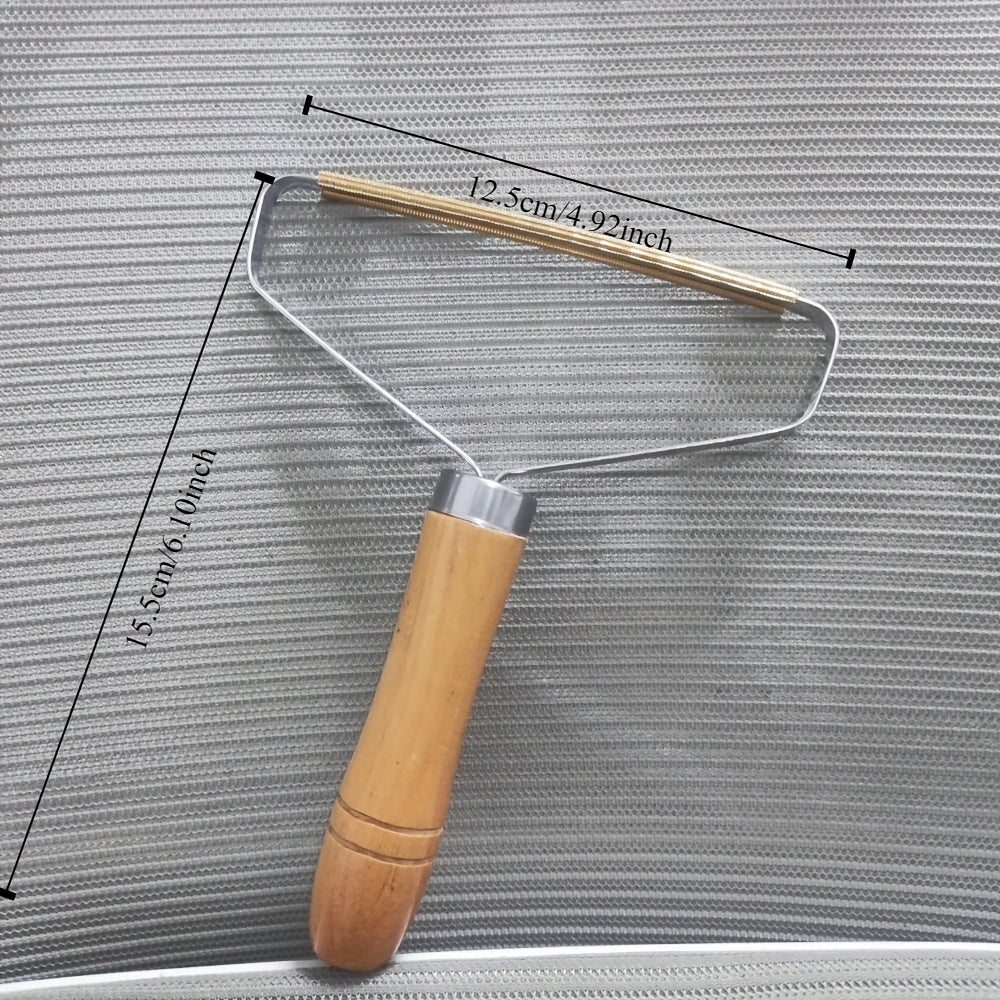 Удалитель ворса для волос и одежды с деревянной ручкой, двусторонний инструмент из нержавеющей стали