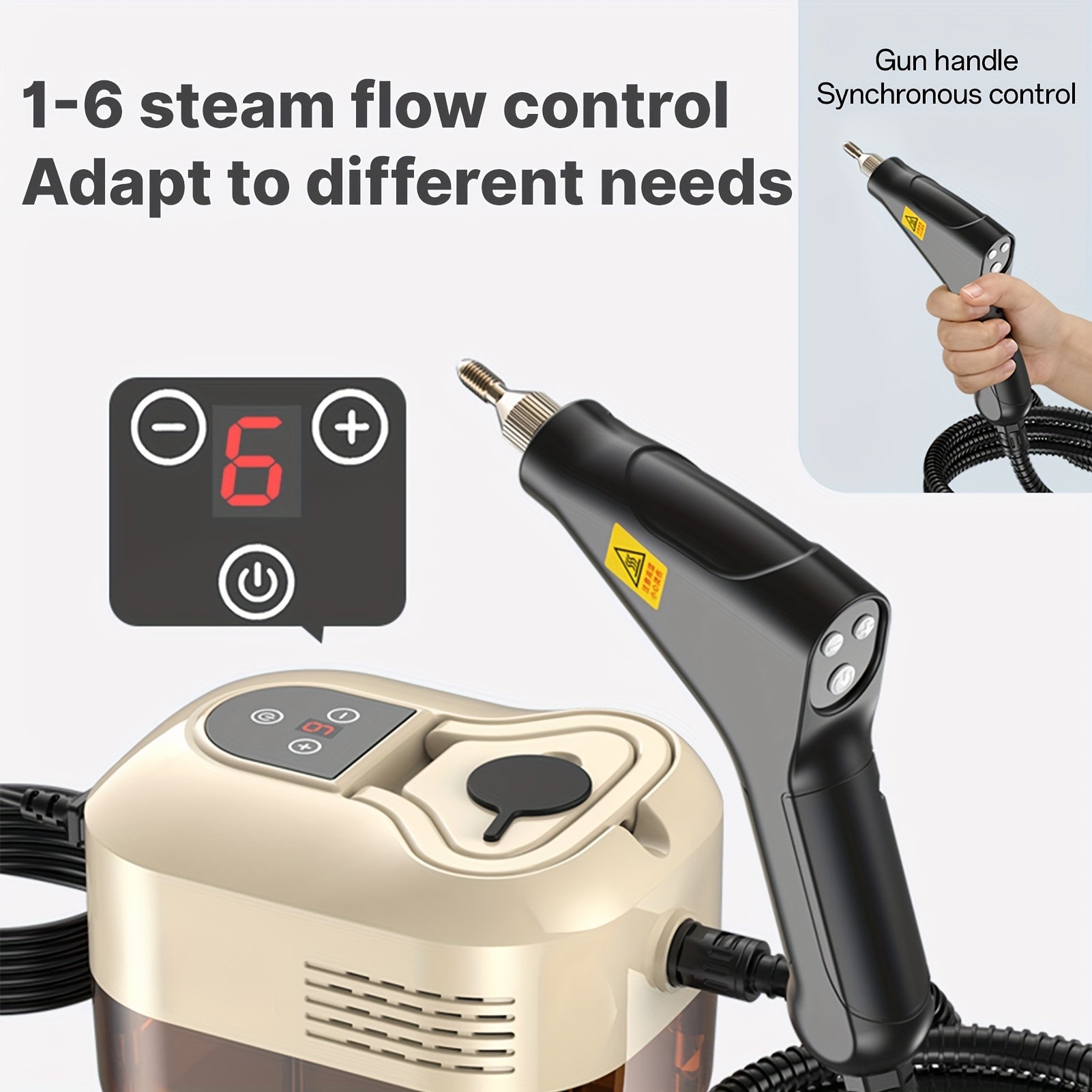 Handheld Steam Cleaner with Touch Screen, 6 Adjustable Levels, 105°C Deep Cleaning, 1200ml Water Tank, Includes 6 Accessories