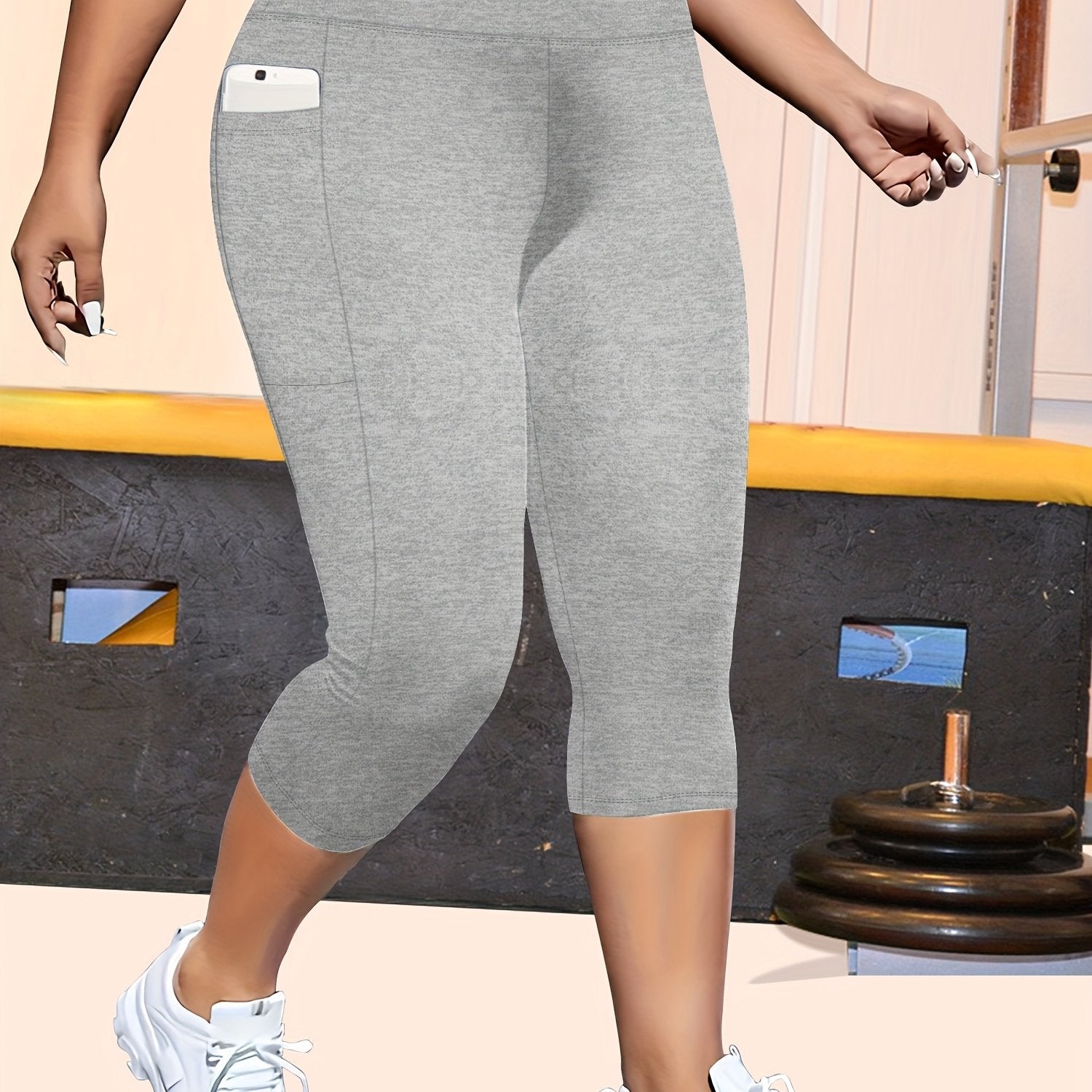 Plus Size High-Waisted Leopard Print Capri Pants Stretchy Casual Skinny Jeans