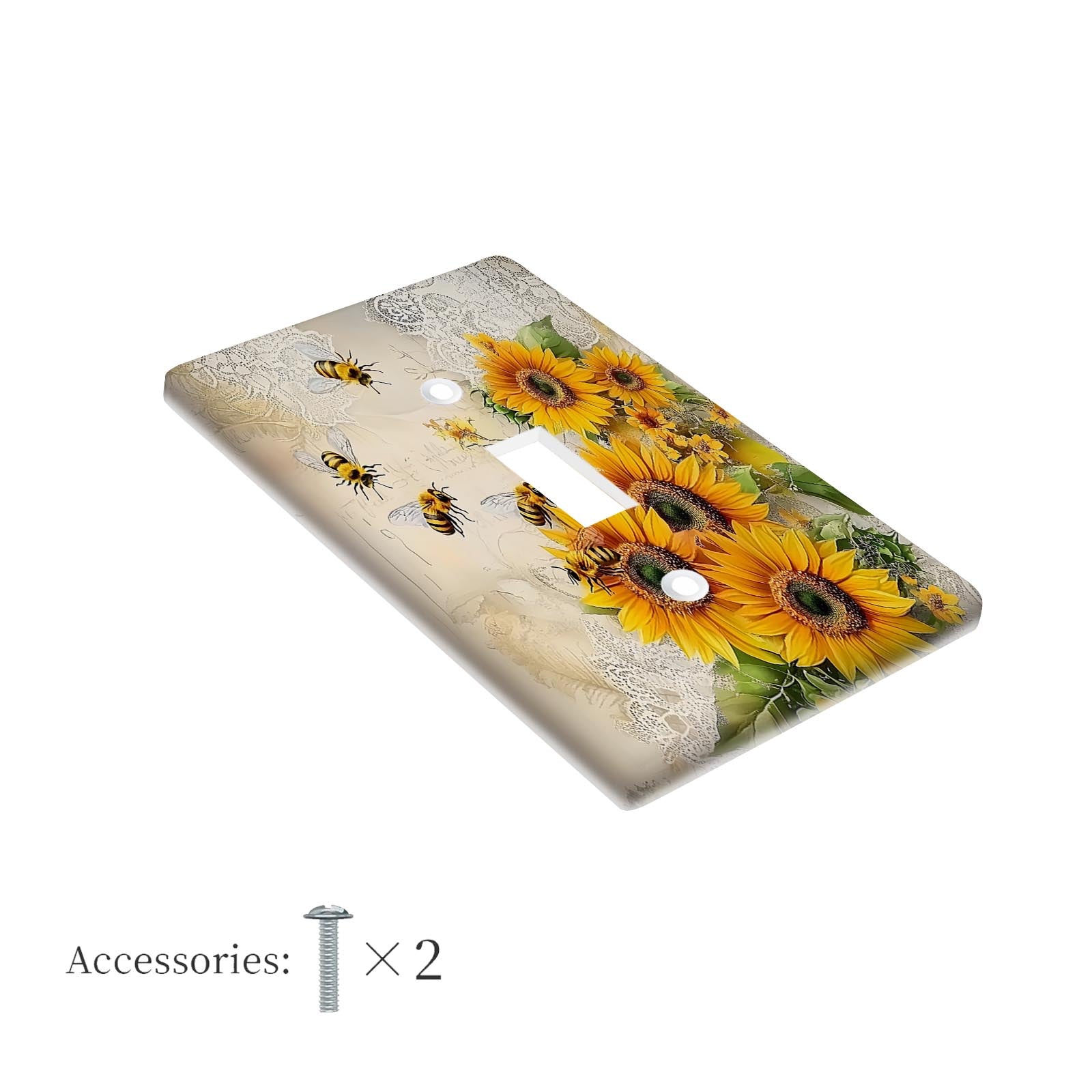 Luz decorativa de girasol y abejas para cubierta de interruptor para cocina, baño, dormitorio, 1 o 2 gang