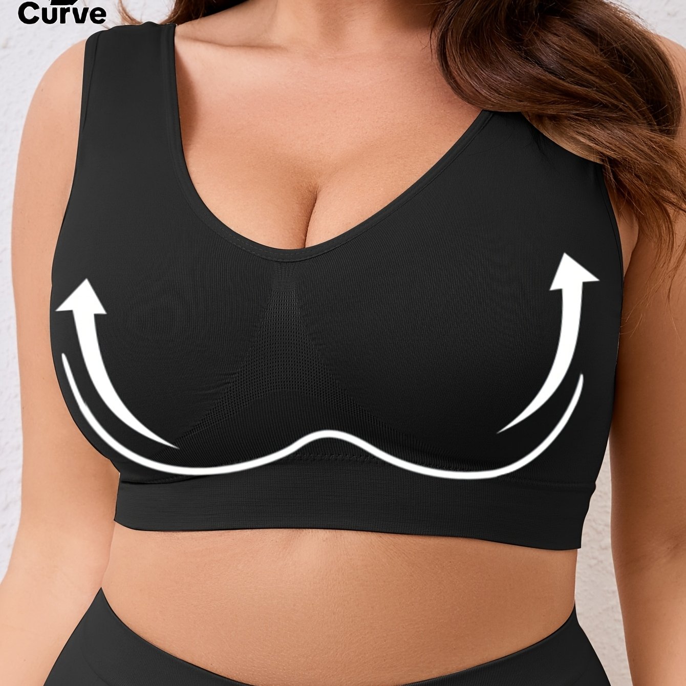 Women's Seamless Sports Bra Wide Strap Double-Layer Breathable Black