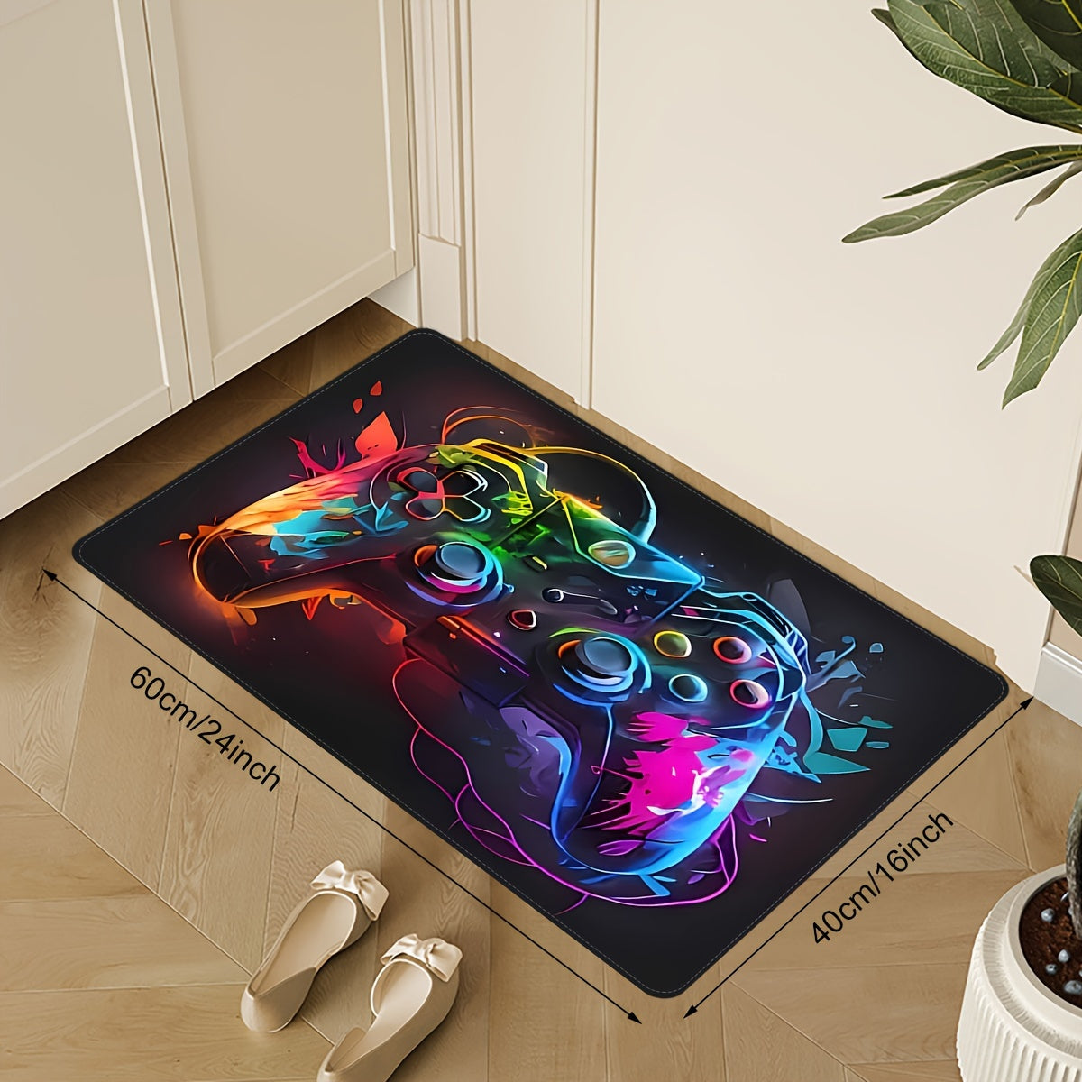 Коврик с узором для игровой приставки, нескользящий, устойчивый к пятнам, для спальни, общежития, кухни