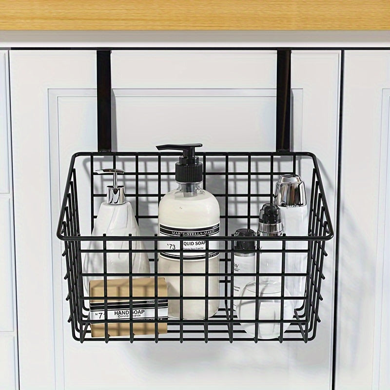 Over-the-Door Metal Storage Basket Wall Mount for Bathroom Kitchen Balcony Black White