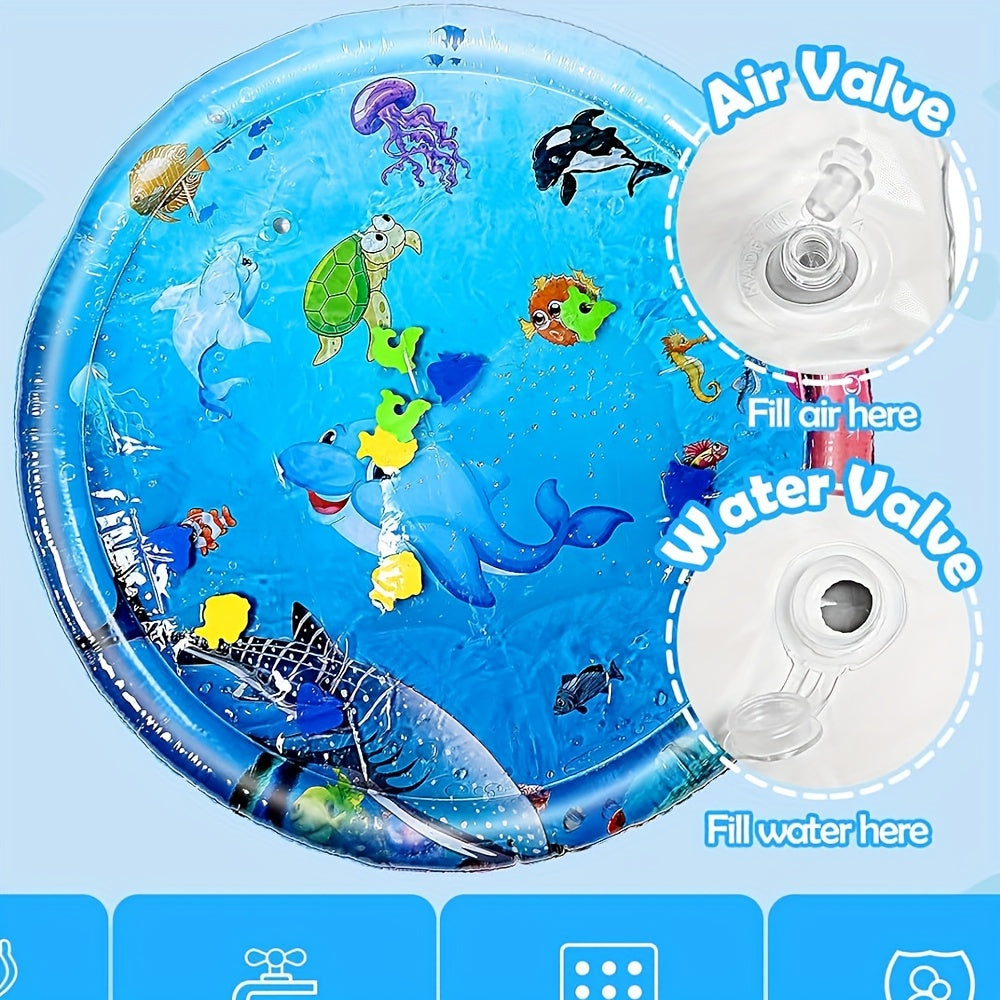Large Round Dolphin Splash Mat for Toddlers PVC Water Play Activity Sensory Development