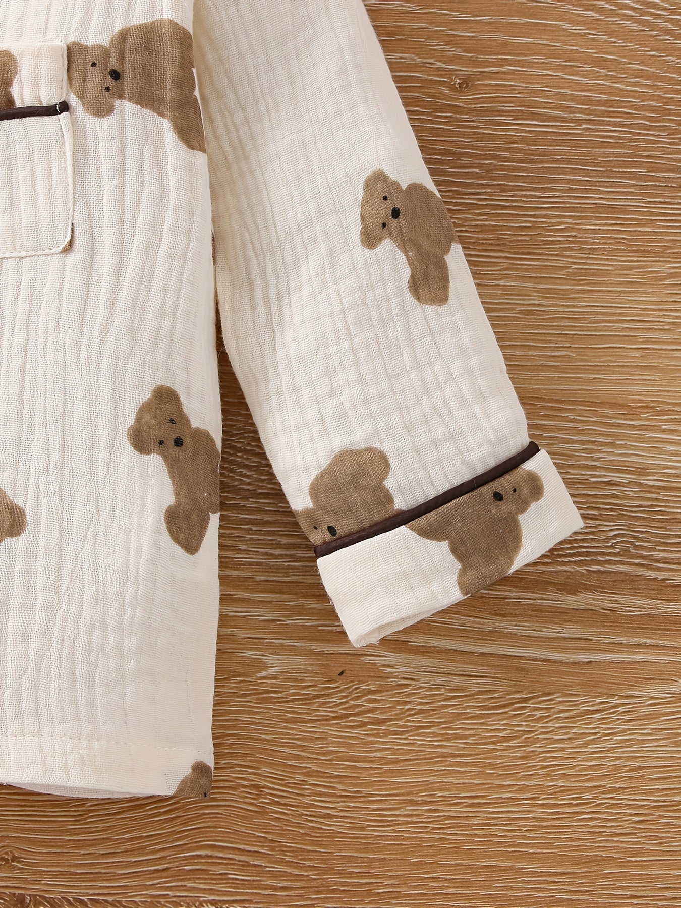 Boys Fall Winter Cotton Long Pant Set with Bear Print Casual Kids Pajama Set