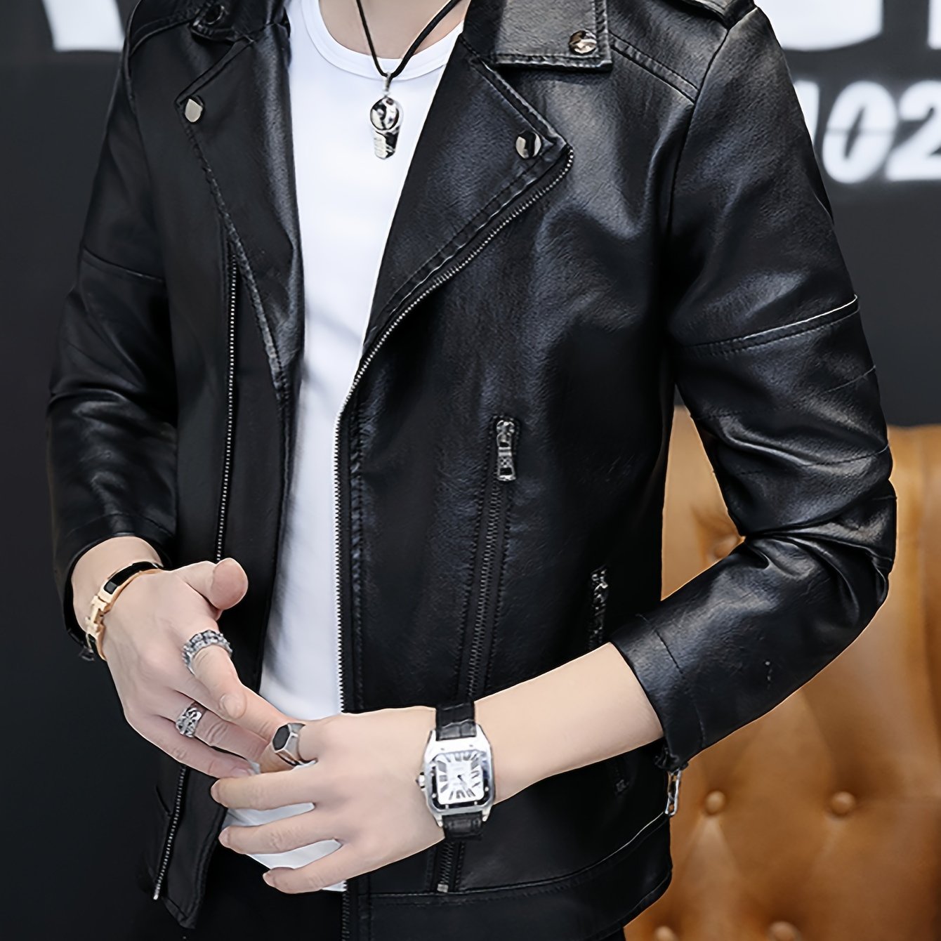 Men's Black Casual Zip-Up Jacket with Multi-Pocket Windproof Sun Protection