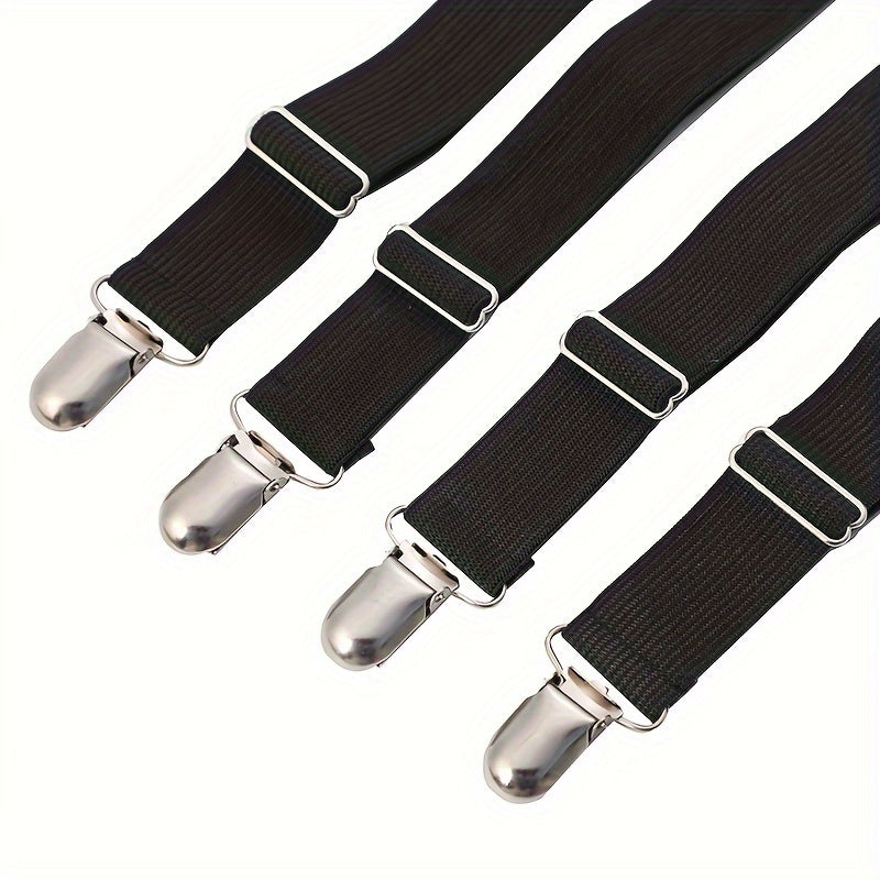 Black Multi-Functional Bed Sheet Holder with Dual Clips, Adjustable Grip
