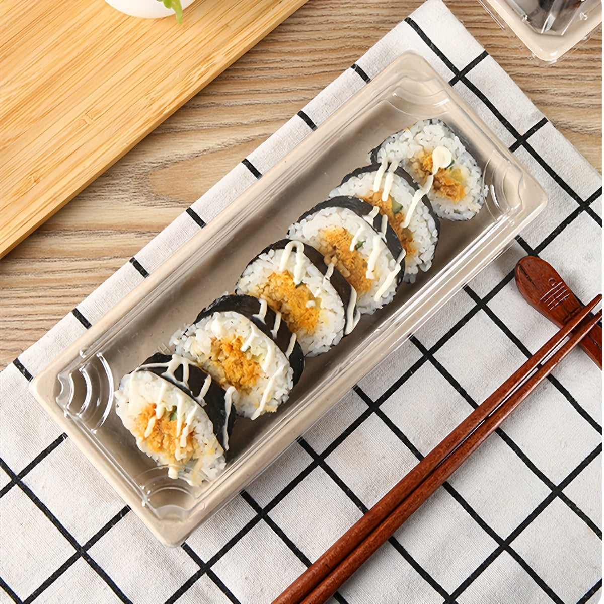 Set of 10 Eco-Friendly Disposable Sushi Boxes with Lids for Picnics and Outdoor Dining
