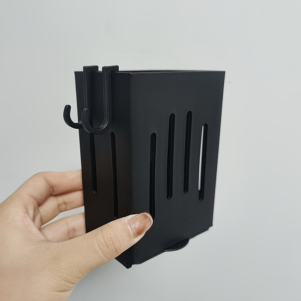 Wall-Mounted Plastic Utensil Holder with Drain Tray for Kitchen Storage