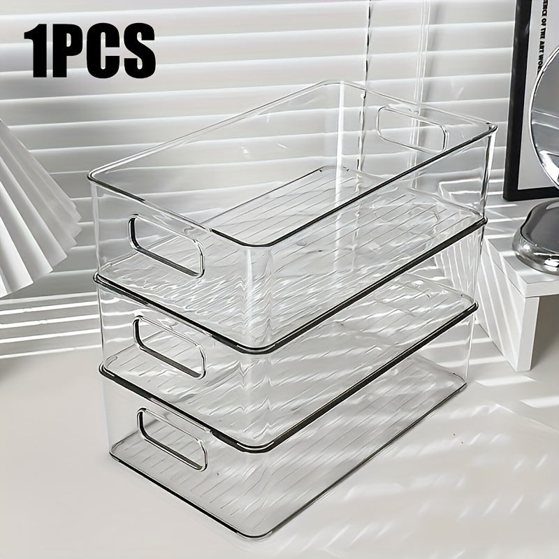 Stackable Clear Plastic Storage Bins for Kitchen Bathroom Desk Organizer