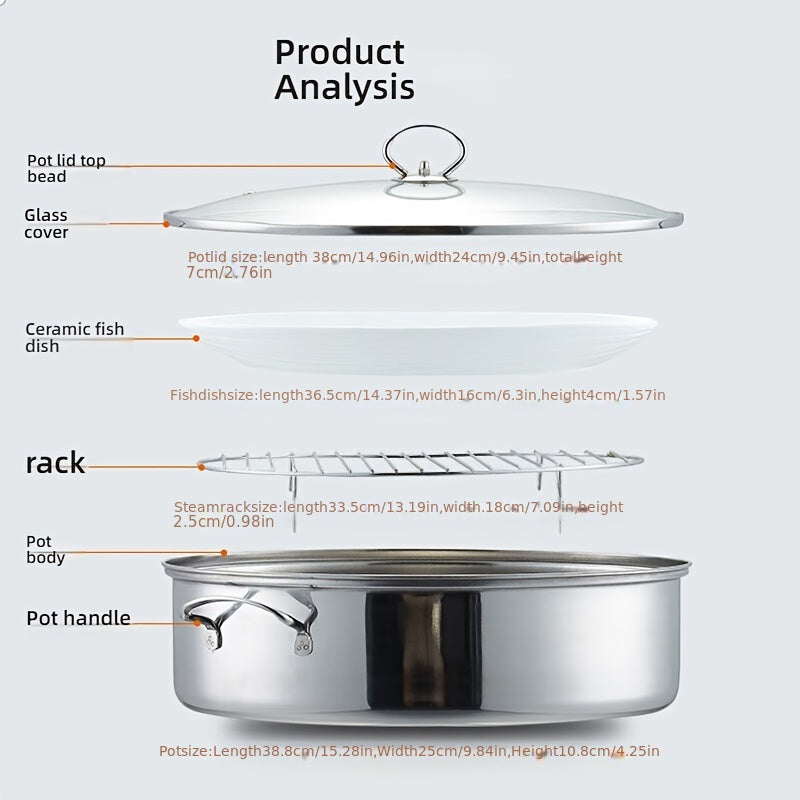 Ushbu zanglamas po'latdan yasalgan bug'latgich katta, yopishqoq emas va dengiz mahsulotlari va baliqni pishirish uchun ko'p funksiyali - induktsion plitalar uchun mos va uy oshxonalarida ham, restoranlarda ham ideal.