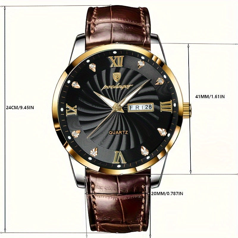 Men's Business Quartz Wrist Watch with Luminous Dial Ultra-Thin Scratch-Resistant Window