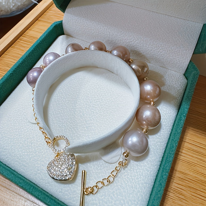 Purple Freshwater Pearl Bracelet for Women Wedding Birthday Gift Elegant Jewelry