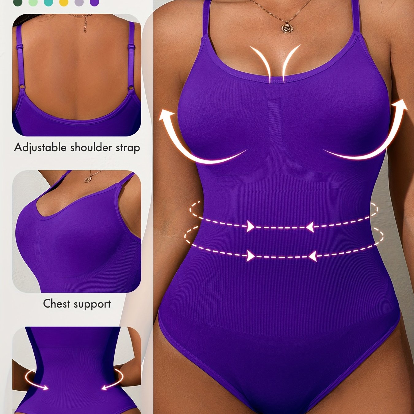 Body moldeador femenino con soporte alto, control de abdomen, levantamiento de glúteos, punto acanalado, nylon ligero con elastano