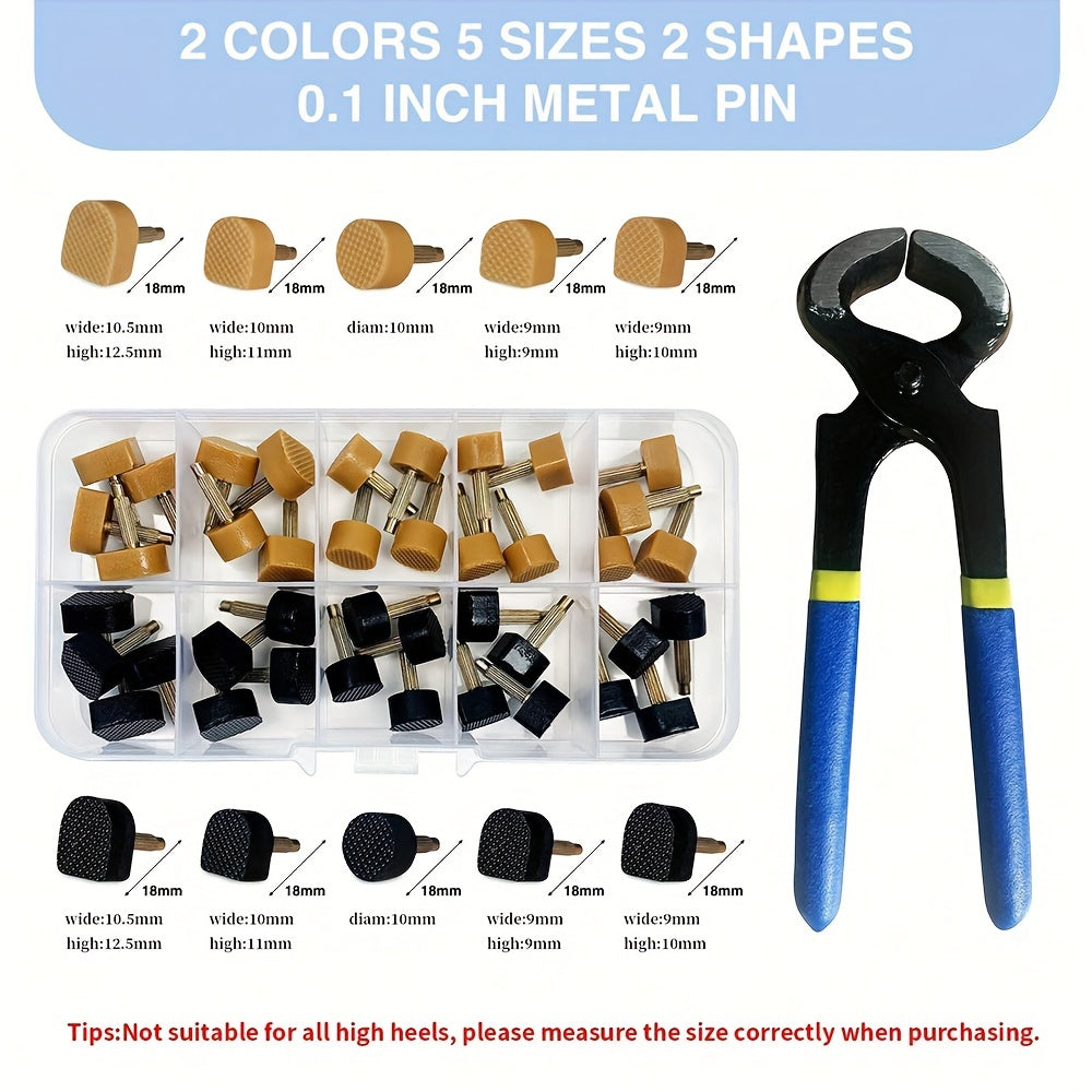 Women's Heel Replacement Tips Kit, 20 Heel Caps, 2 Colors, 5 Sizes