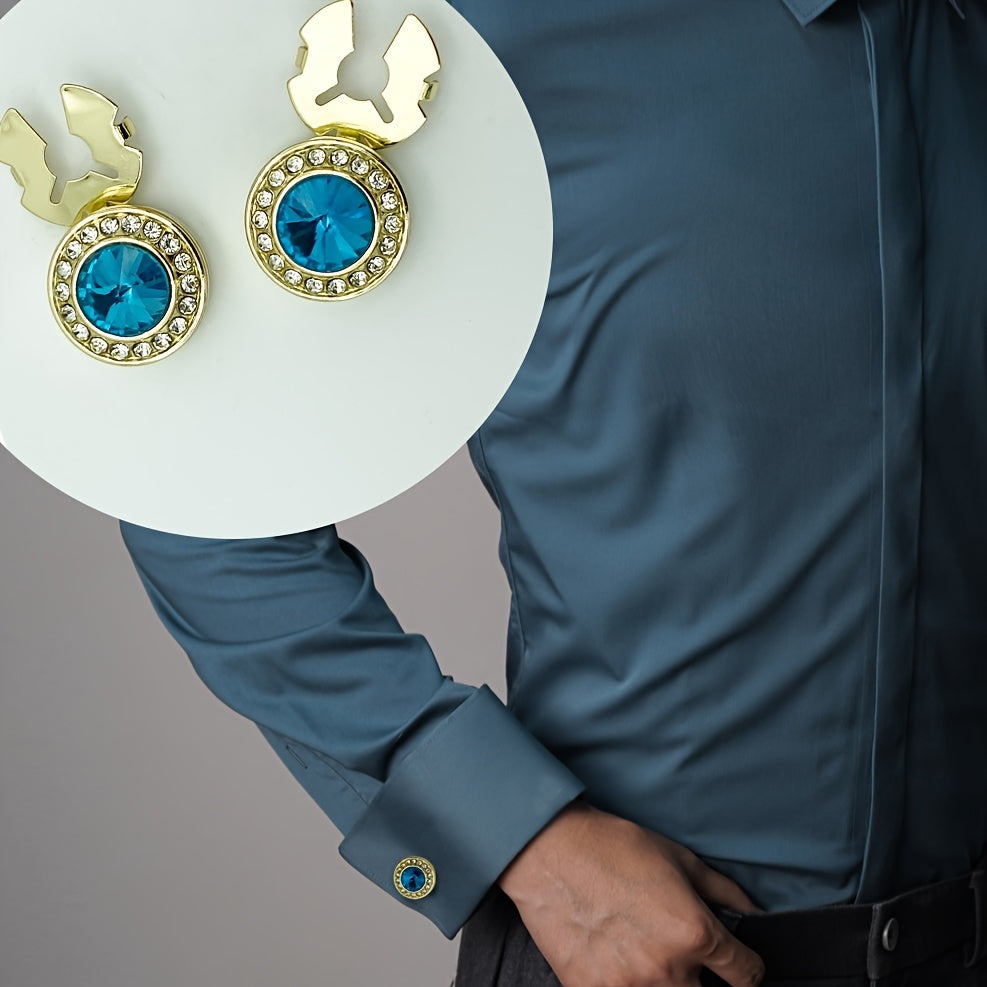 Ikkita tugma qopqog'i - Erkaklar va ayollar uchun porloq rhinestone mansheti, rasmiy va norasmiy kiyimlar uchun mos, maxsus tadbirlarda sovg'a berish uchun ajoyib