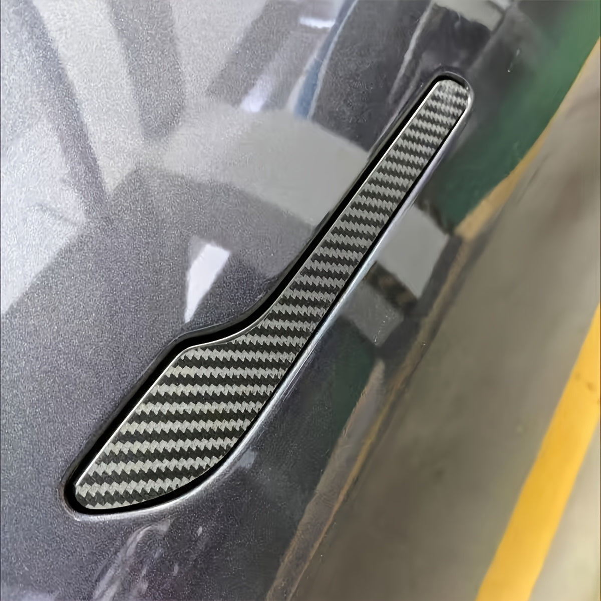 4Pcs Carbon Fiber Look Door Handle Wraps for Tesla Model 3/Y Scratch-Resistant Exterior Accessories