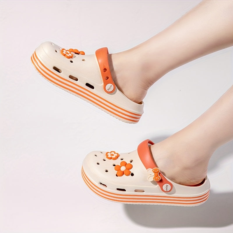 Women's Floral Embellished EVA Slip-On Clogs Breathable Non-Slip Sandals