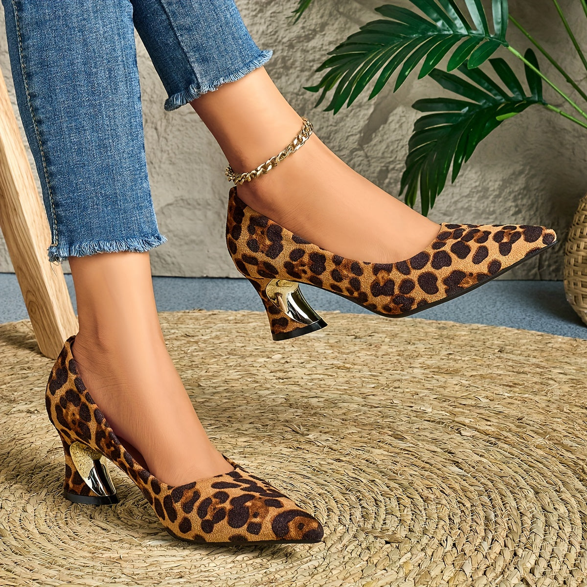 Women's Fashion Small Square Toe High Heels Comfortable Chunky Heels Casual Shoes