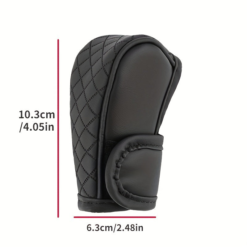 Universal PU Leather Non-Slip Car Gear Shift Knob Cover Black Auto Parts