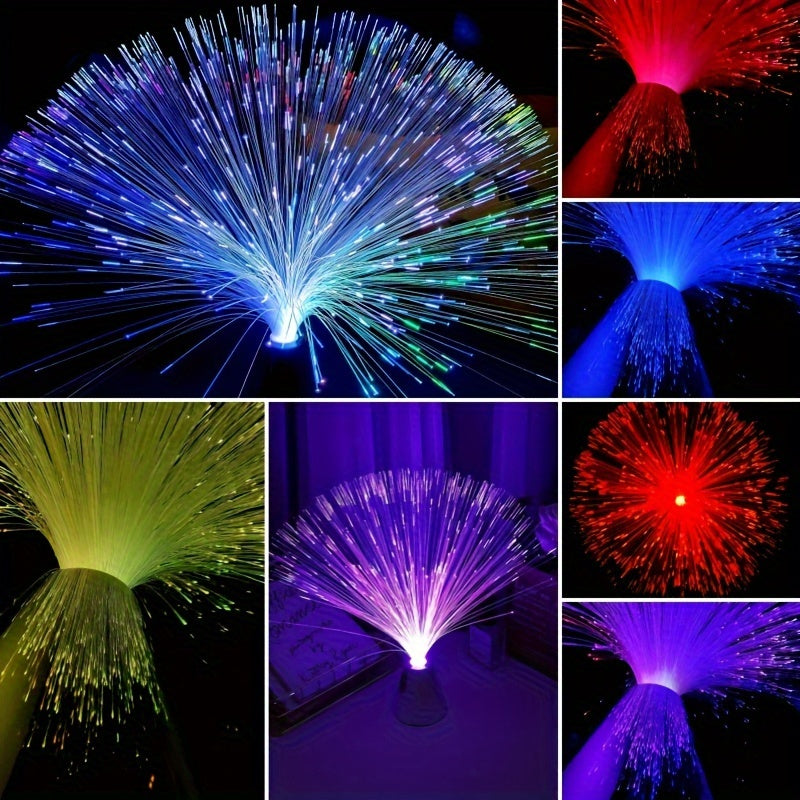 LED Fiber Optic Starry Sky Night Light Battery-Operated Floral Pattern Antique Metal Finish