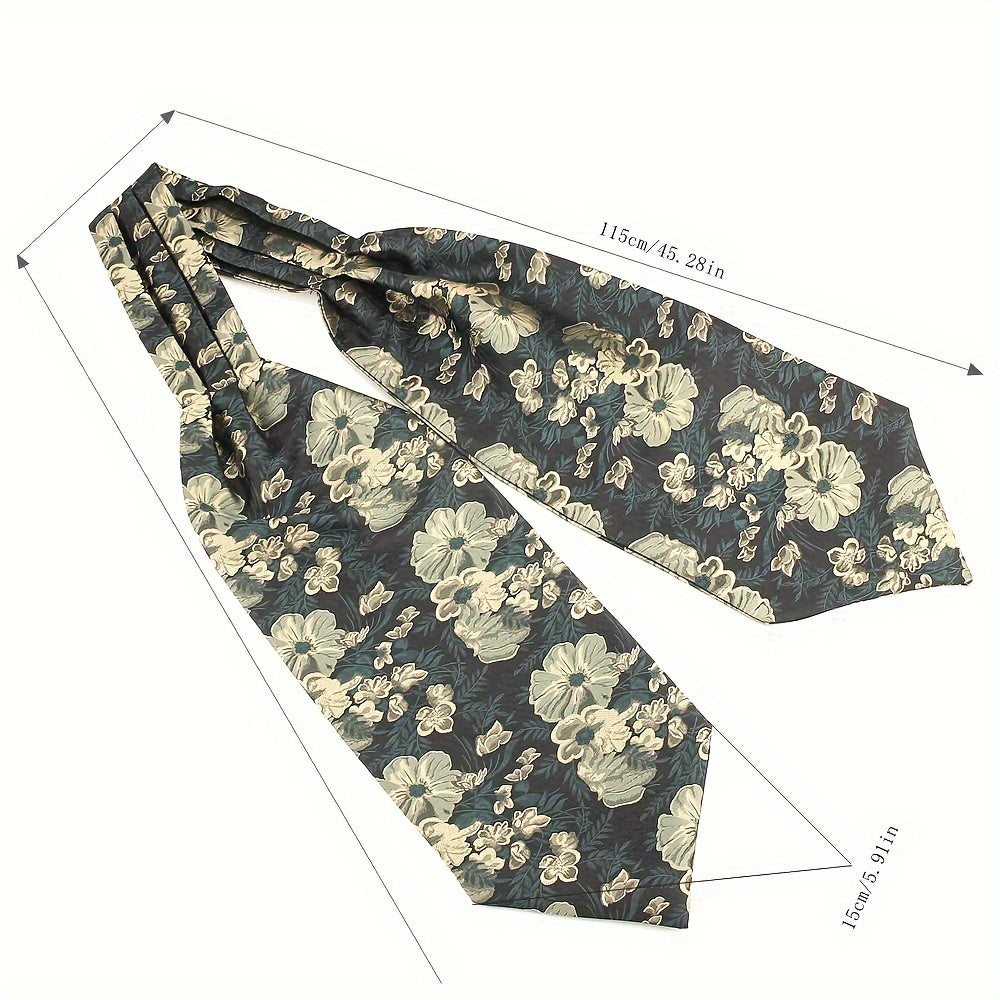 Men's Vintage Style Double-Sided Long Cravat Ascot Tie Polyester Woven Scarf for Formal Wear