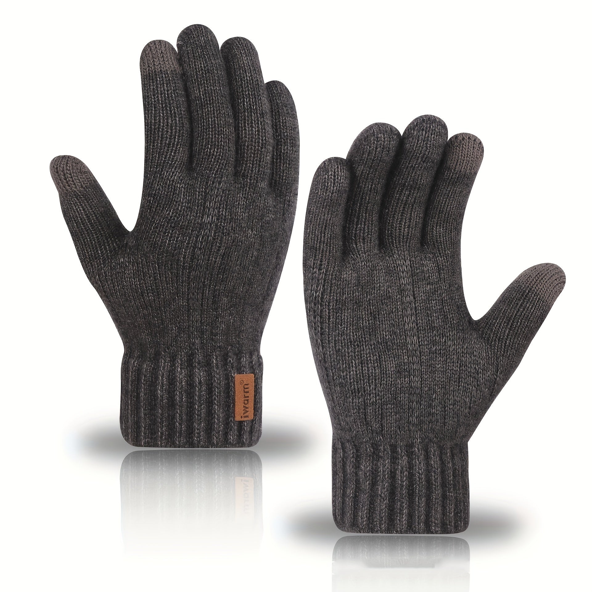Alpaca Fleece Touchscreen Gloves Warm Ribbed Knit Cold-Resistant for Winter Men Women