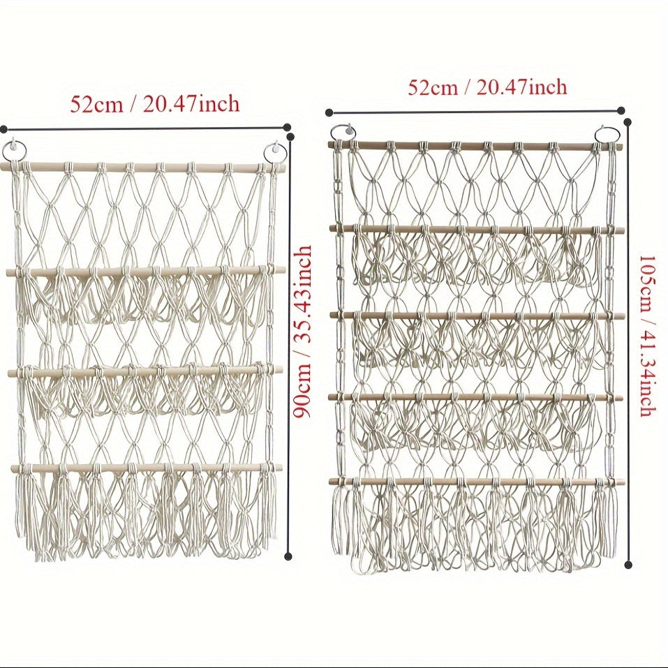 Bohemian Plush Toy Storage Rack with Handwoven Baskets for Bedroom Bathroom and Crafts