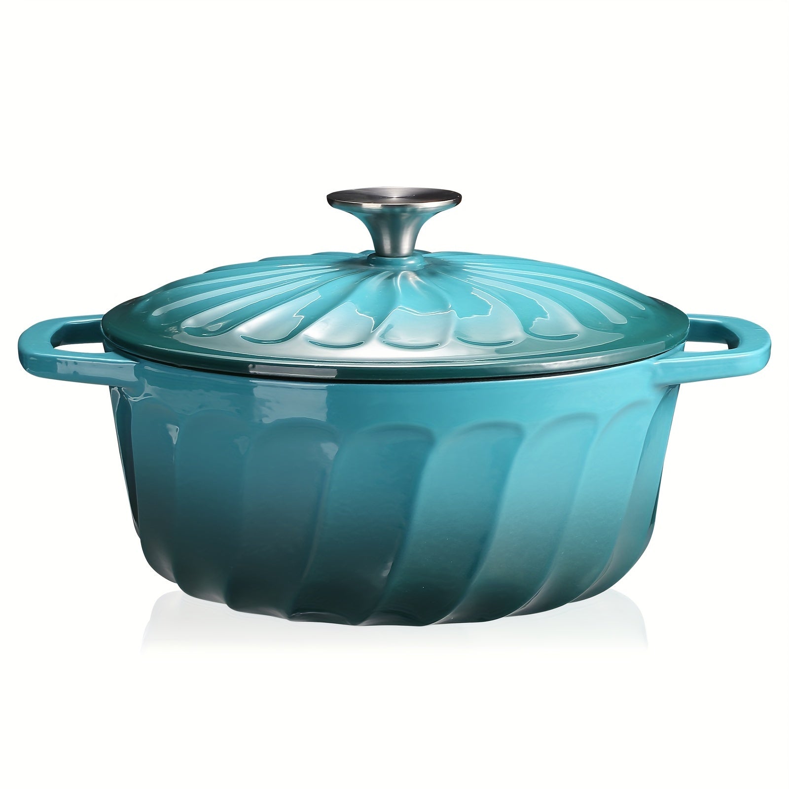 Turquoise Blue Enameled Cast Iron Dutch Oven 28.45cm for Cooking and Baking