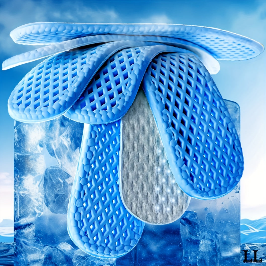 Unisex Summer Cooling Insoles Breathable Shock Absorbing Blue 4pcs