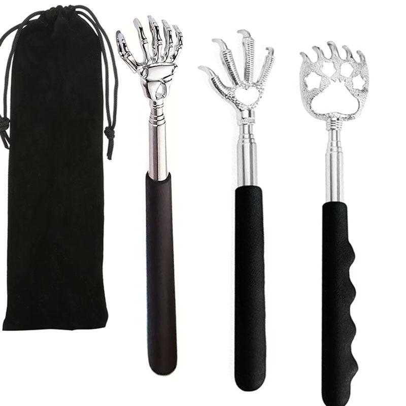 Telescopic Back Scratcher Set with Rubber Handles in Elegant Box for Men and Women