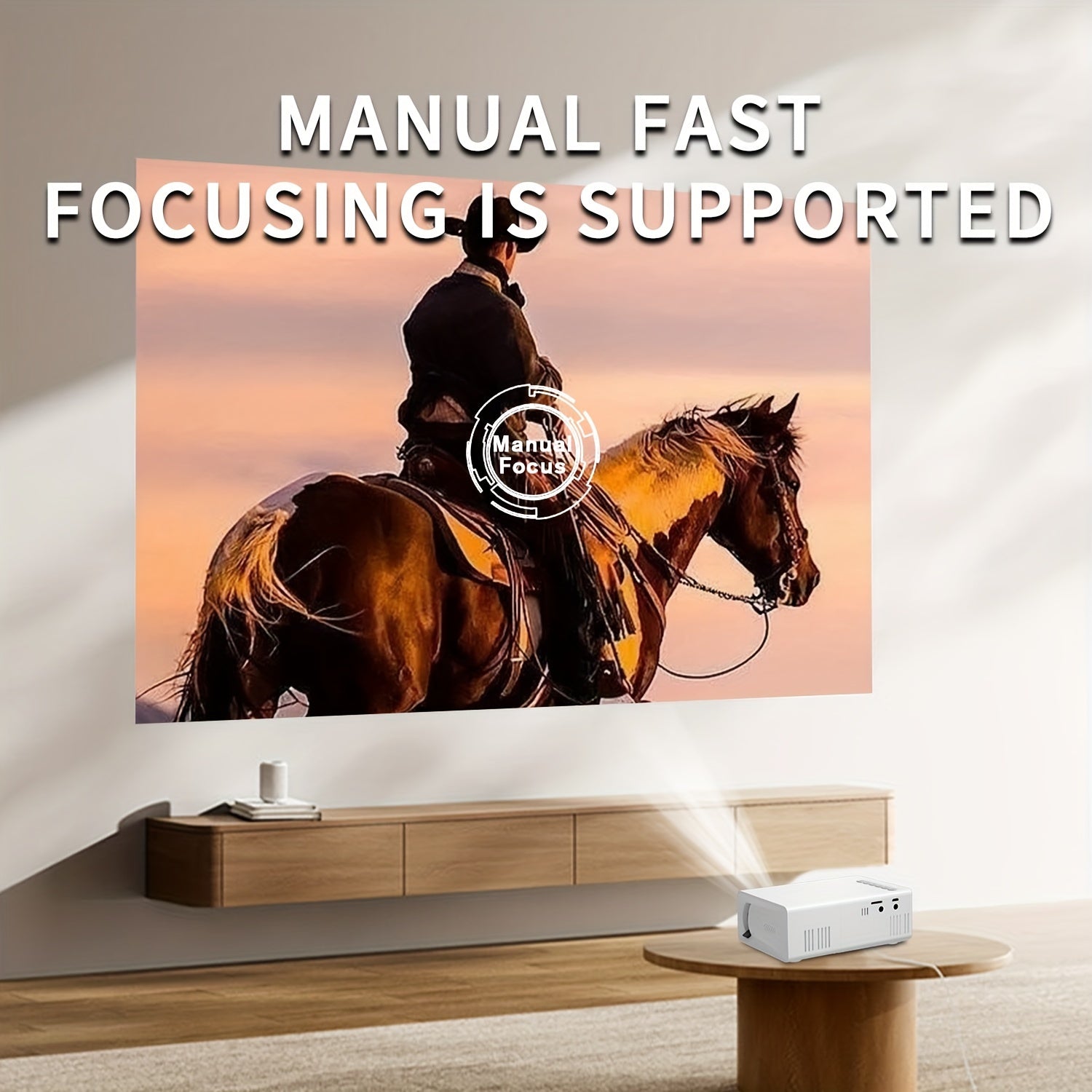 Mini Portable Projector 1080P Native Resolution 320P with Curtain Stand for Home Theater and Family Use