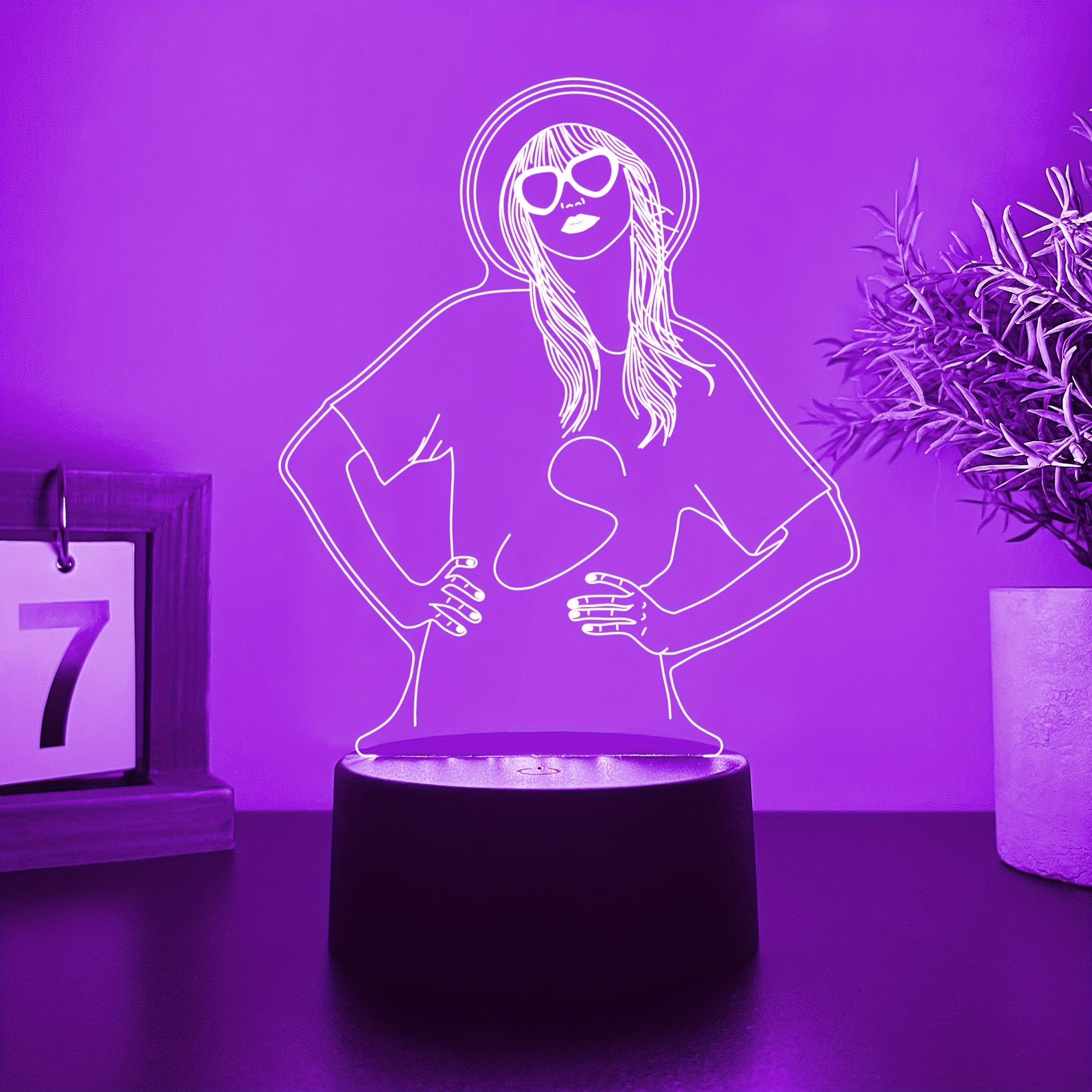 Luz nocturna 3D personalizada con efectos de iluminación automáticos para decoración de dormitorio y escritorio