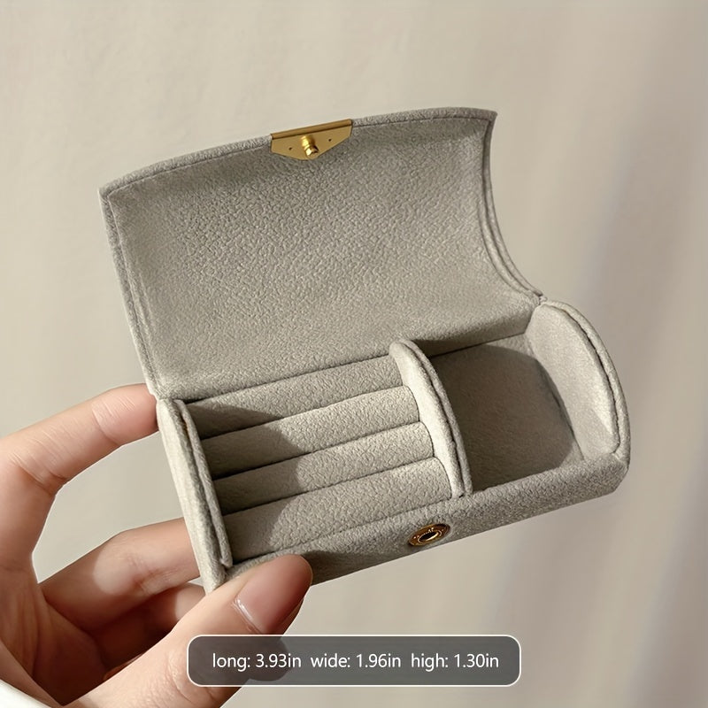Velvet Jewelry Organizer Box for Women Portable Travel Case with Ring Holder