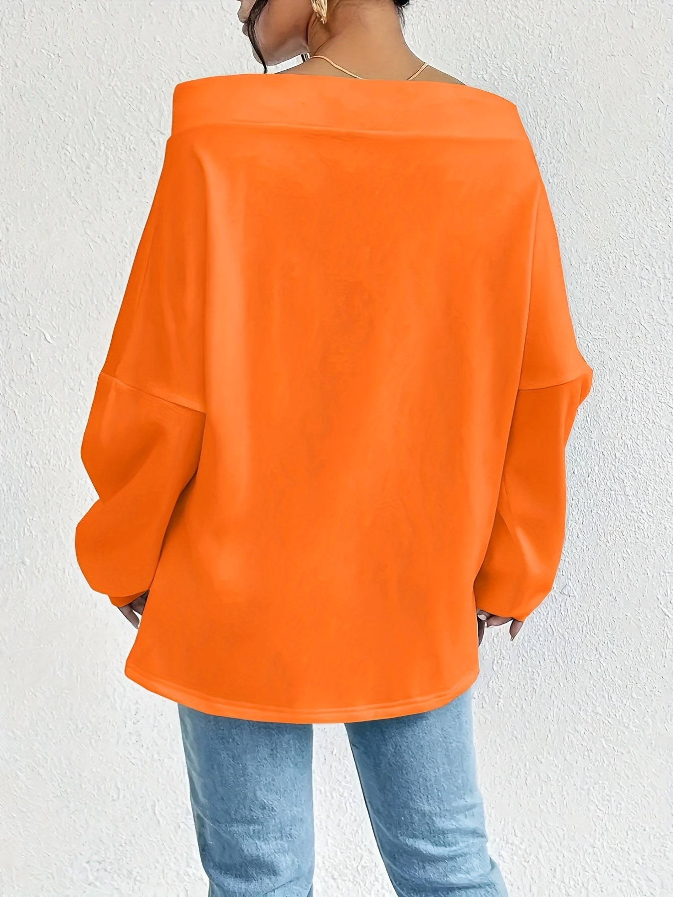 Plus o'lchamli off shoulder svitshot uzun sleeve kundalik kuz bahor