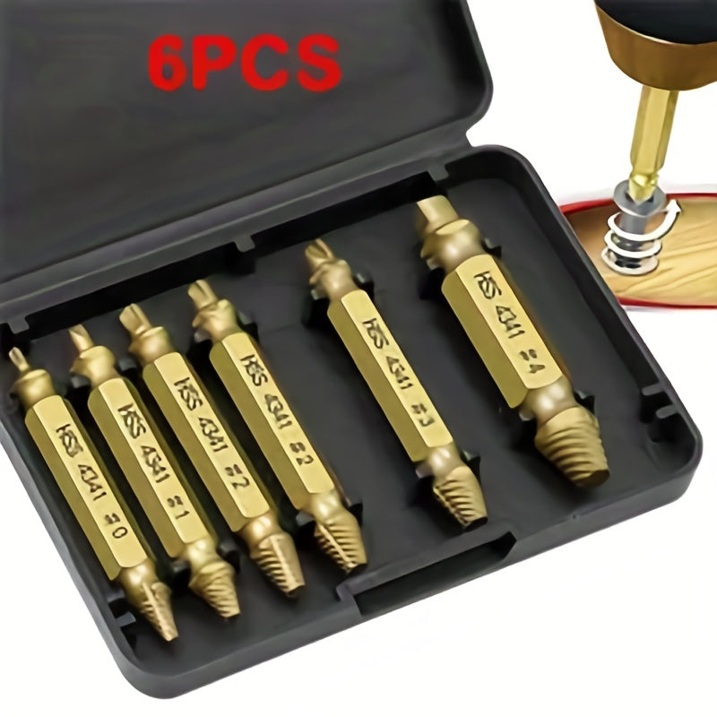 6pcs Damaged Screw Extractor Bit Set with Storage Box