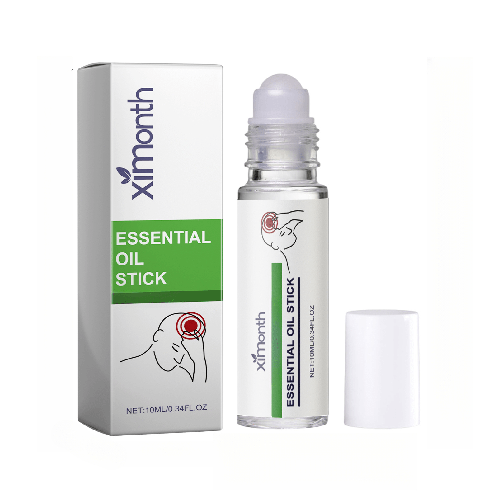 Esencia de menta y lavanda en roll-on para cuidado de las sienes, cuello y muñecas, set de 1, 2, 3 o 4