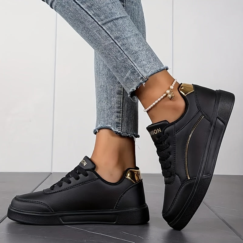 Women White Casual Sneakers Lightweight Lace-Up All-Season Athletic Shoes