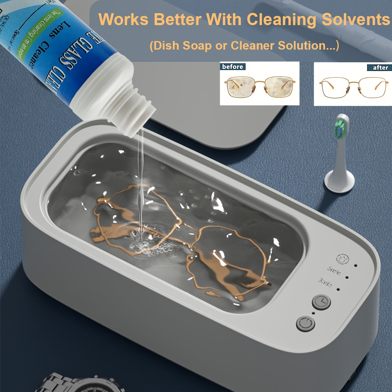 Multifunctional Glasses Cleaner Machine Battery Powered Compact Travel Eyewear Cleaner
