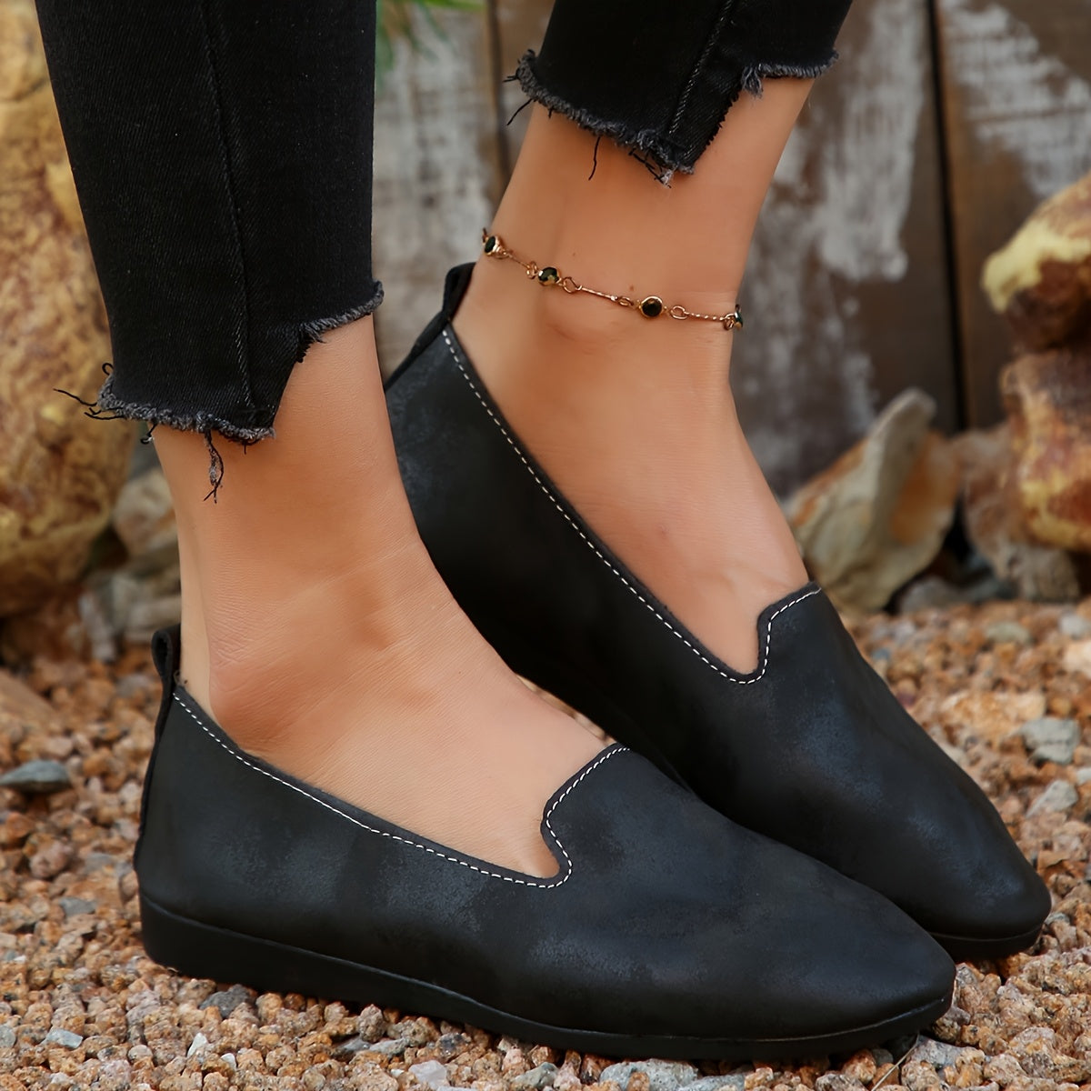 Women's Mary Jane Slip-On Shoes Faux Cover Breathable Fabric Rubber Sole