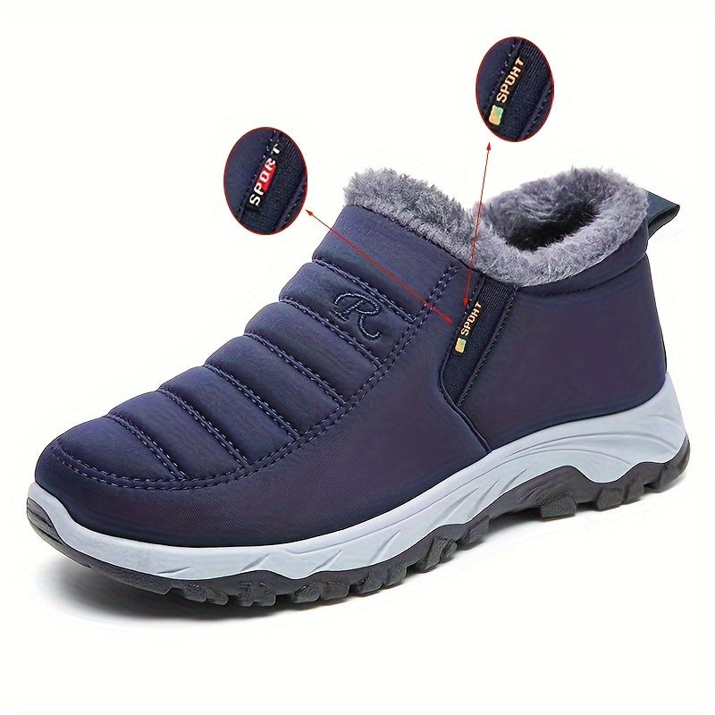 Women's Snow Boots Fleece Lined Slip-On Ankle Winter Waterproof Shoes