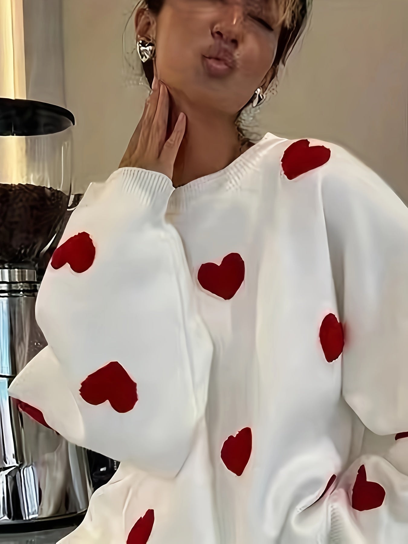 Women's Plus Size Knit Crew Neck Sweater Long Sleeve Pullover