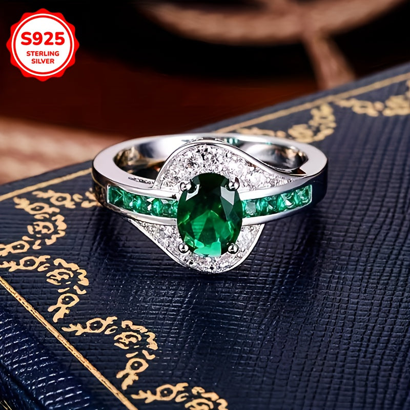 Sterling Silver Ring with Cubic Zirconia Engagement Wedding Jewelry