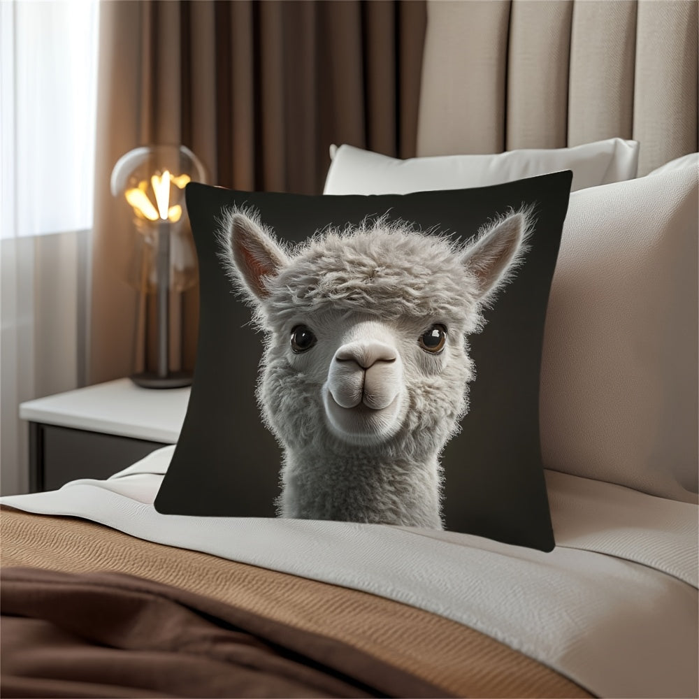 Christmas Alpaca Pillow Cover Double-Sided Print Square Home Decor