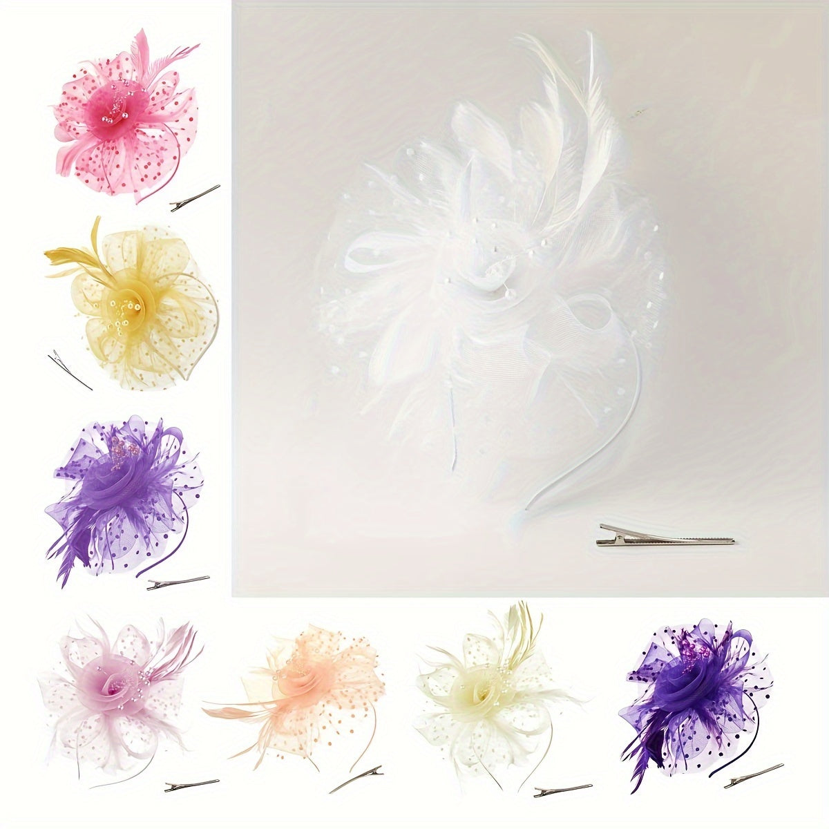 Ayollar uchun Vintage Chic Fascinator Shlyapa - Chiroyli Tarmoq Gul, Qush Tuxumlari va Klipli Boshband bilan 50-yillar va 60-yillar uslubida - Choy Partiyalari, Derby Kuni, To'ylar va Retro Yig'ilishlar uchun ideal