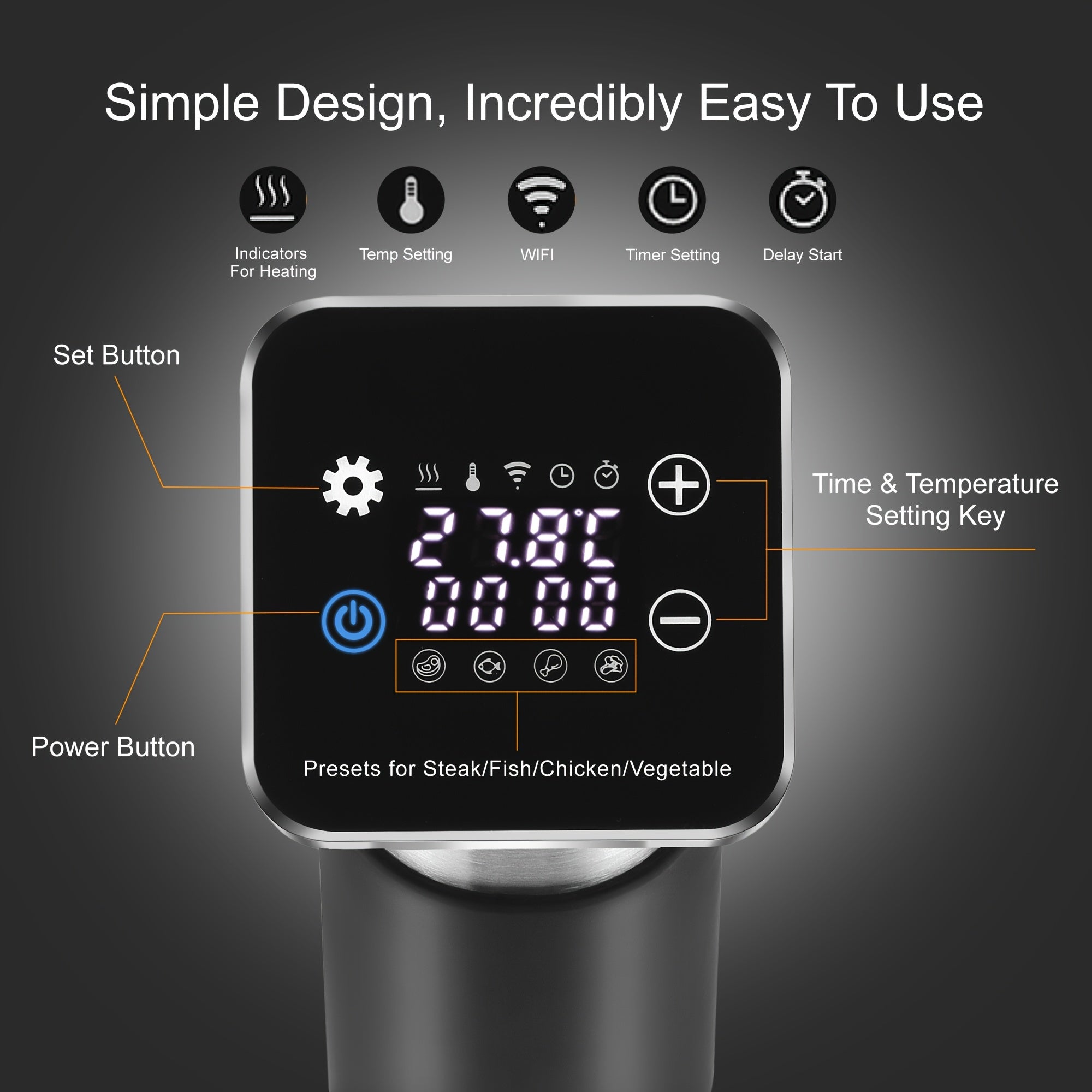 Biolomix 5-avlod WiFi Vacuum Sealer - Stainless Steel, Aqlli App Boshqaruvi, Past Haroratli Sekin Pishiruvchi, Yevropa Ulanishi, Batareyasiz, Go'sht va Sabzavotlarni Yopish uchun Ideal